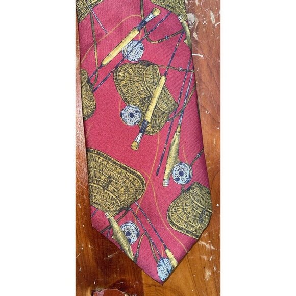 liberty of london silk fly fishing tie Burgundy USA - Picture 1 of 11